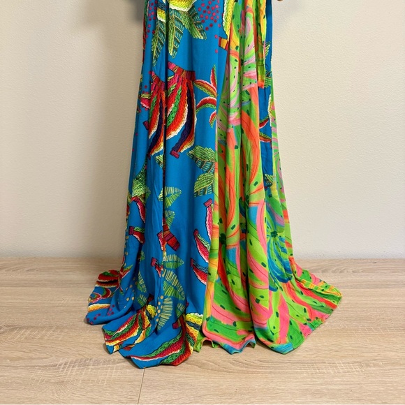 Farm Rio Tahiti Wrap Maxi Dress Women’s Sz M multicolor tropical rainforest - Picture 4 of 16